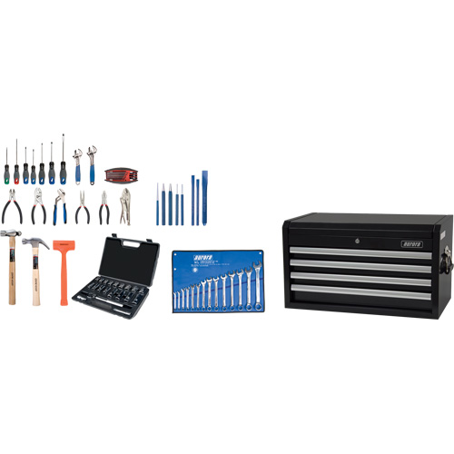 Starter Tool Set with Steel Chest, 70 Pieces Equipex