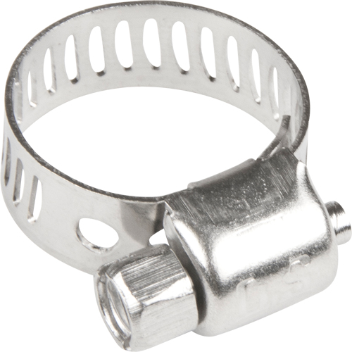 Hose Clamps - Stainless Steel Band & Screw, Min Dia. 1/5", Max Dia. 5/8" Equipex