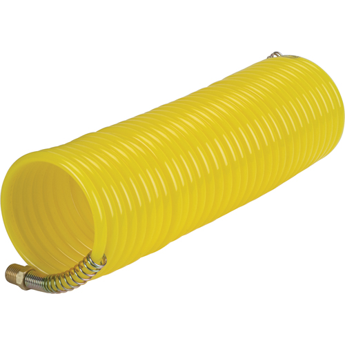 Nylon Coil Air Hose With Fittings, Air, 1/4" ID x 25' L, Nylon, 200 PSI at 23°C Equipex