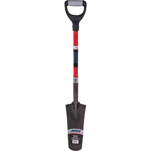Heavy-Duty Drain Spade, Carbon Steel, 14" x 5-1/2" Blade, 29" L, D-Grip Handle Equipex