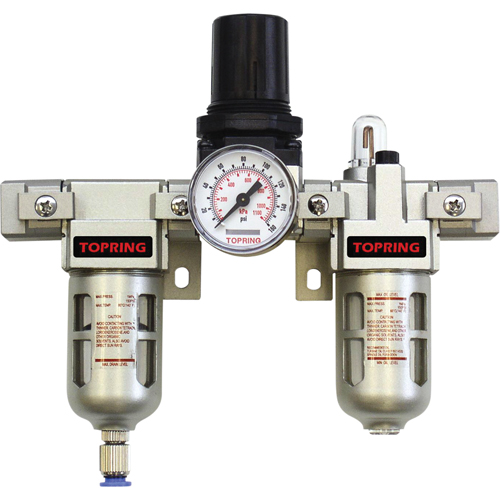 Filtreur/r&eacute;gulateur & lubrificateur modulaire Airflo (manom&egrave;tre compris), 1/4" NPT Equipex