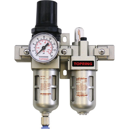 Filtreur/r&eacute;gulateur & lubrificateur compact Airflo (manom&egrave;tre compris), 1/4" NPT Equipex