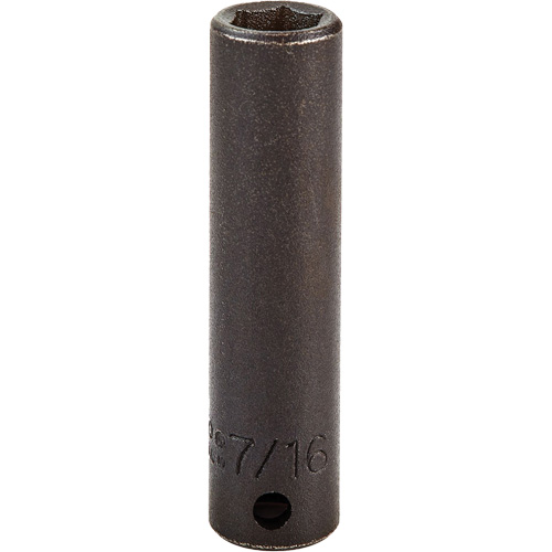 Socket, Impact, 7/16", 3/8" Drive, 6 Points, Deep Equipex