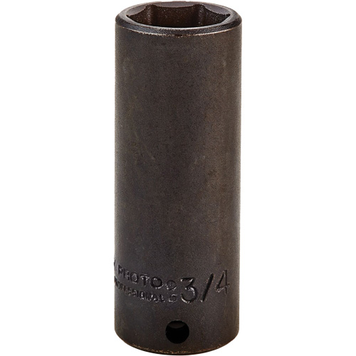 Socket, Impact, 3/4", 3/8" Drive, 6 Points, Deep Equipex