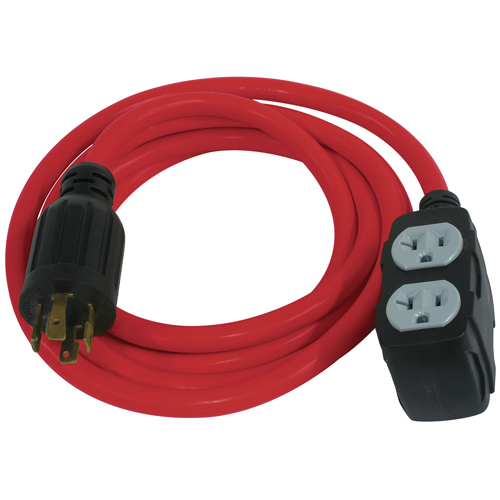 Rallonge pour g&eacute;n&eacute;ratrice, SJTW, AWG 12/3, 30 A, 4 prise(s), 10' Equipex
