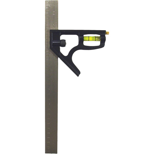 &eacute;querre combin&eacute;e pouces/m&eacute;trique, 12" lo, 1/8"/1/16"/1/32"/1 mm Graduations, Acier inoxydable, Ordinaire Equipex