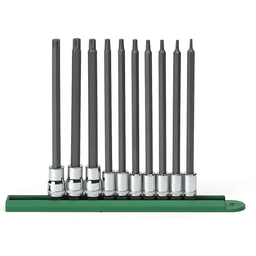 Long Bit Socket Set, Torx&reg;, 1/4"/3/8" Drive, 10 Pcs Equipex