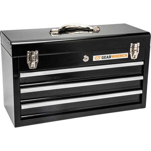 Portable Tool Box, 20" W, 3 Drawers, Black Equipex