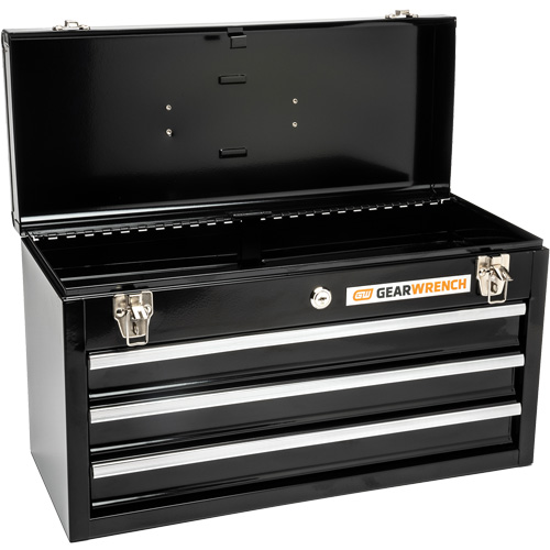 Portable Tool Box, 20" W, 3 Drawers, Black Equipex