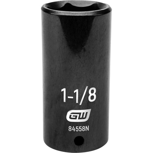 SAE Socket, Impact, 1-1/8", 1/2" Drive, 6 Points, Deep Equipex