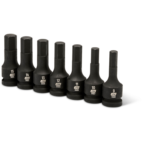 Impact Metric Bit Socket Set, Hex, 1/2" Drive, 7 Pcs Equipex