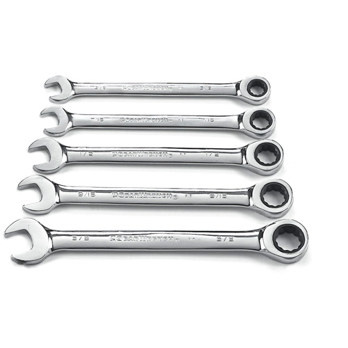 Jeu de cl&eacute;s &agrave; cliquet SAE &agrave; 12 pans et 72 dents, Combinaison, 5 morceaux, Imp&eacute;rial Equipex