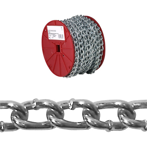 Twist Link Machine Chain, Low Carbon Steel, #2 x 125' (38.1 m) L, 310 lbs. (0.155 tons) Load Capacity Equipex