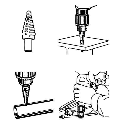 Step Drills, 1/32" Increments Equipex