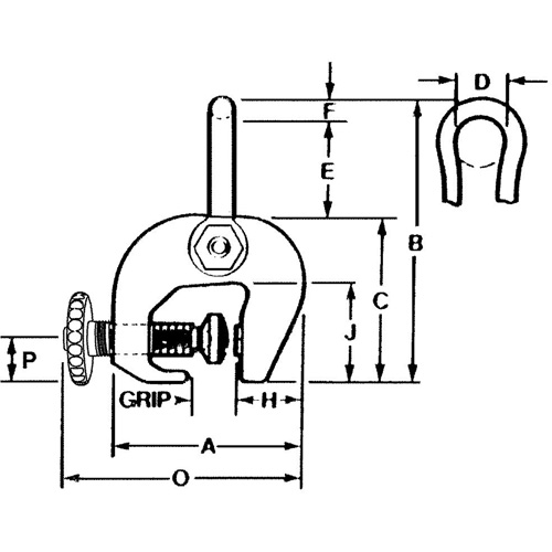 SAC Plate Clamp, 12000 lbs. (6 tons), 0" - 3" Jaw Opening Equipex