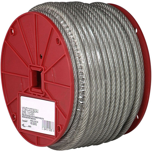 C&acirc;ble m&eacute;tallique, 200' (60,96 m) x 1/4", 1400 lb (0,7 tonnes), Rev&ecirc;tement de vinyle Equipex