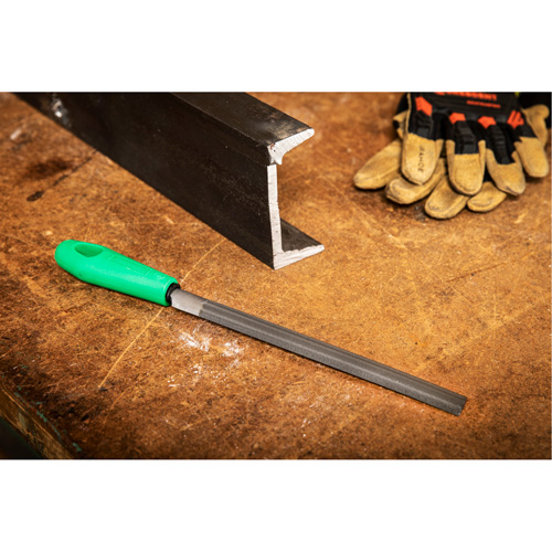Double Cut File with Green Handle, Half Round, 8", Bastard Equipex
