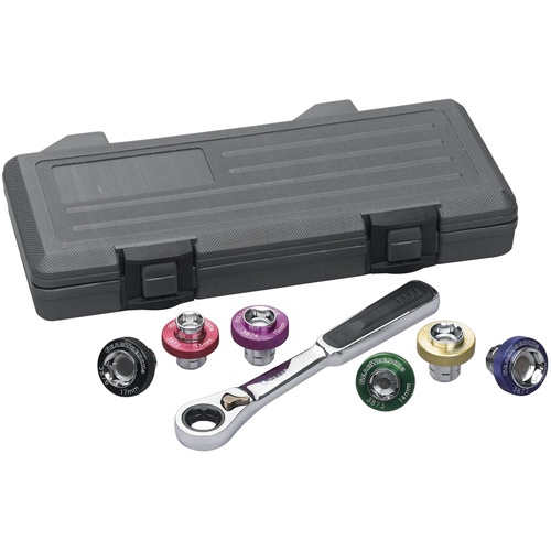 6 Point Magnetic Oil Drain Plug Metric Socket Set, 7 Pieces, 3/8" Drive Size Equipex