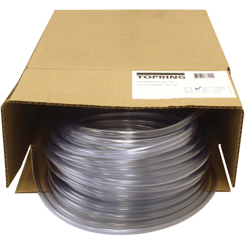 Tubing, Air/Water, 0.375" OD x 100' L, PVC, Clear, 55 PSI @ 20°C Equipex