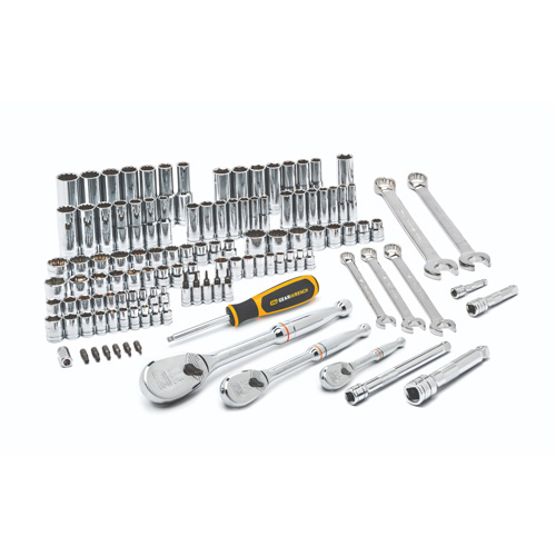 1/4", 3/8" & 1/2" Drive 6 & 12 Point Standard & Deep SAE/Metric Mechanics Tool Set Equipex