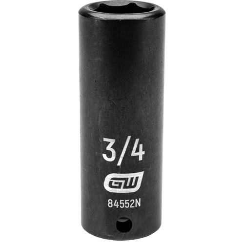 SAE Socket, Impact, 3/4", 1/2" Drive, 6 Points, Deep Equipex