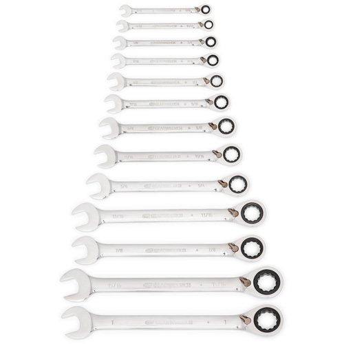 Jeu de cl&eacute;s &agrave; cliquets r&eacute;versibles SAE &agrave; 12 pans et 72 dents, Combinaison, 13 morceaux, Imp&eacute;rial Equipex