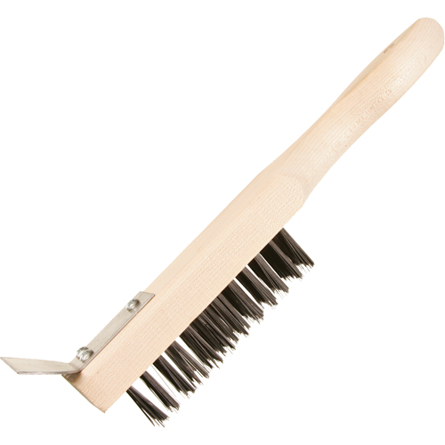 Scratch Brush With Scraper, Steel, 5 x 13 Wire Rows, 11-3/8" Long Equipex