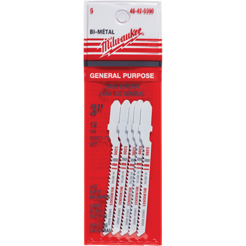 Lame de scie sauteuse, Bim&eacute;tal, Tige en T, 3" lo, 12 dents par pouce Equipex