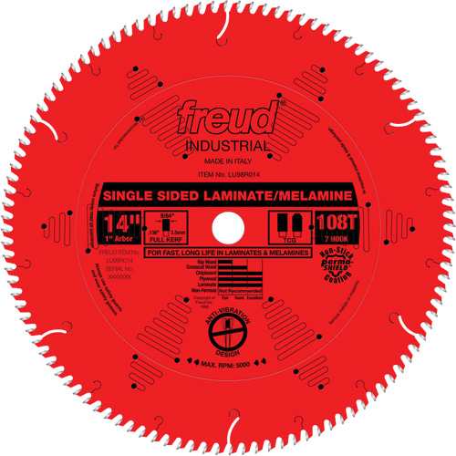 TCS Industrial Saw Blade - Chipboard, 14", 108 Teeth, Laminate Use Equipex