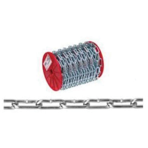 Straight Link Coil Chain, Low Carbon Steel, #4 x 100' (30.4 m) L, 205 lbs. (0.1025 tons) Load Capacity Equipex