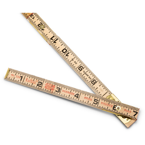 Red End&reg; Oversized Brick Mason Rule, 6' L, Wood, 1/16" Graduations Equipex