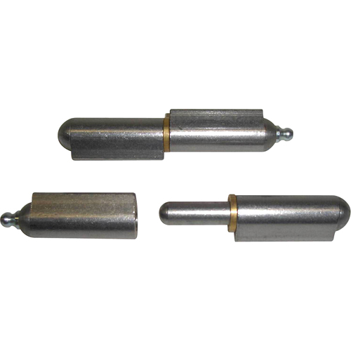 Charni&egrave;re &agrave; souder avec rondelles et raccord de graissage, 29/32" dia. x 8" lo, Acier doux a/goupille fixe en acier Equipex