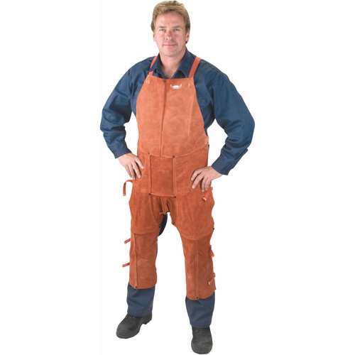 Tablier et jambi&egrave;res en cuir, Salopette &agrave; jambes fendues, 42" lo, Lava Brown Equipex