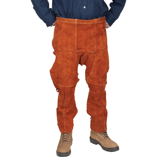 Tablier fendu aux jambes et jambi&egrave;res en cuir, 40" lo, Lava Brown Equipex