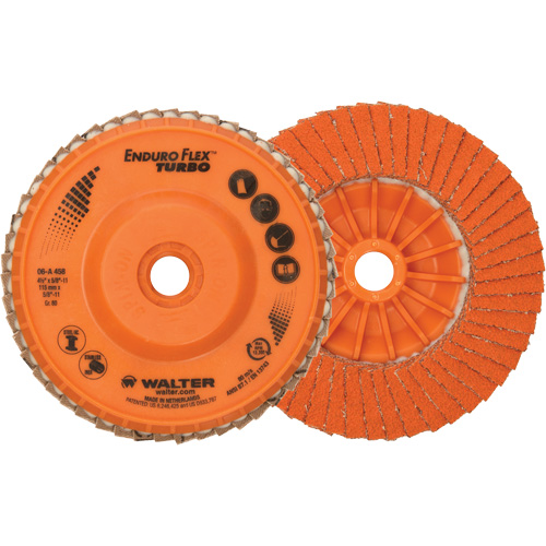 Disque &agrave; lamelles Enduro-Flex Turbo, 4-1/2" x 5/8"-11, Type 27S, Grain 80, C&eacute;ramique Equipex
