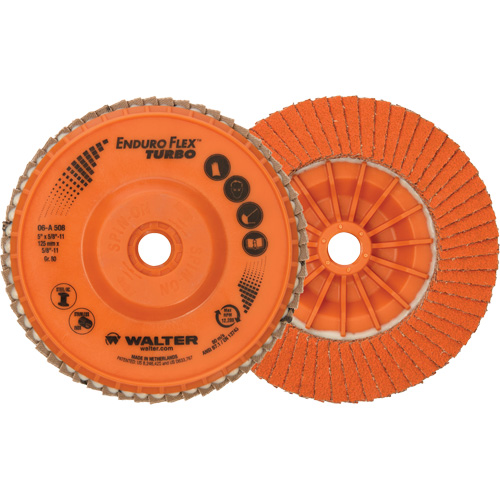 Disque &agrave; lamelles Enduro-Flex Turbo, 5" x 5/8"-11, Type 27S, Grain 80, C&eacute;ramique Equipex