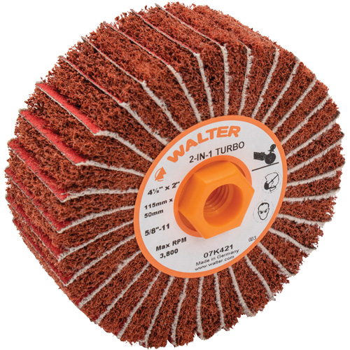 Tambours turbo Two-In-One, 4-1/2" dia. x 2" la, 5/8"-11 Arbre, Grain 60 Equipex