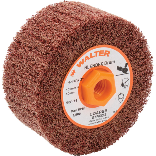 Tambour de conditionnement de surface Blendex ALLSTEEL, 4-1/4" dia. x 2" la, 5/8"-11 Arbre, Grain Cors&eacute; Equipex