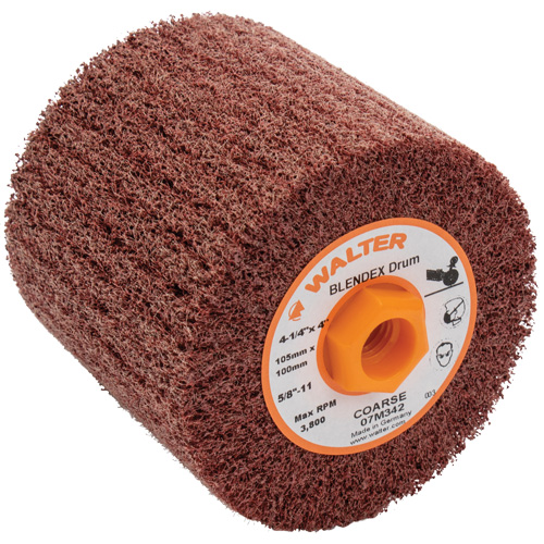 Tambour de conditionnement de surface Blendex ALLSTEEL, 4-1/4" dia. x 4" la, 5/8"-11 Arbre, Grain Cors&eacute; Equipex
