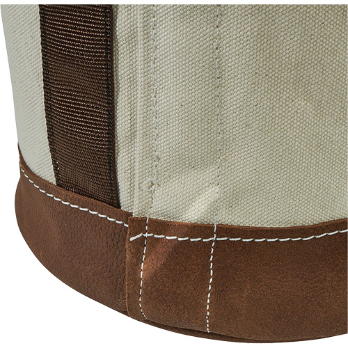 Sceau &agrave; fond en cuir, 17" h, Toile, Blanc Equipex