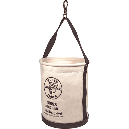 Seau en toile, &agrave; paroi droite avec bouton-pression pivotant et trous de drainage, Toile, 12" dia. x 15" h, Capacit&eacute; de charge 75 lb Equipex