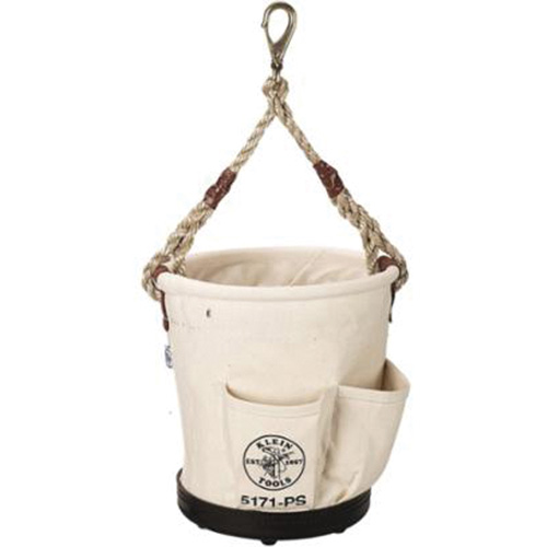 Tapered-Wall Bucket, 12" L x 9" W x 12" H, Canvas, Natural Equipex