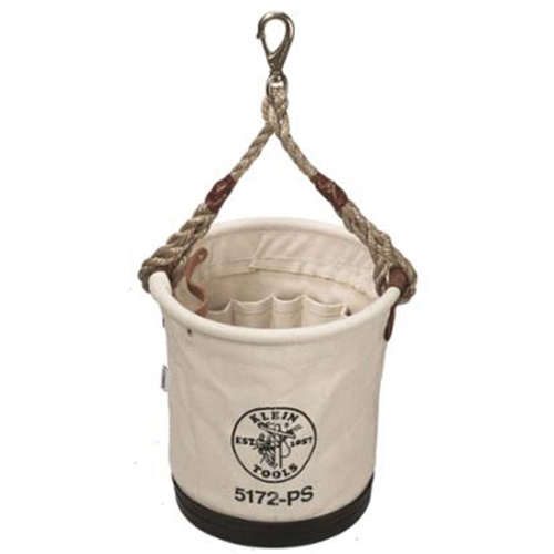 Tapered-Wall Bucket, 12" L x 9" W x 12" H, Canvas, Natural Equipex