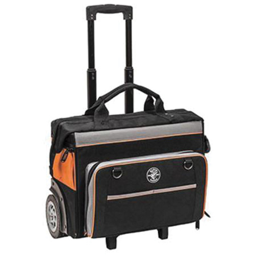 Tradesman Pro Rolling Tool Bag, Ballistic Polyester, 24 Pockets, Black/Orange Equipex