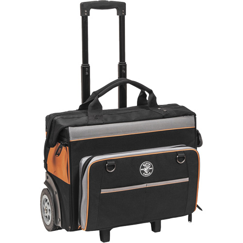 Tradesman Pro Rolling Tool Bag, Ballistic Polyester, 24 Pockets, Black/Orange Equipex