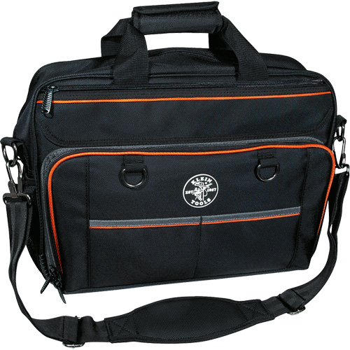 Tradesman Pro Tech Bag with Laptop Pocket, Polyester, 22 Pockets, Black/Orange Equipex
