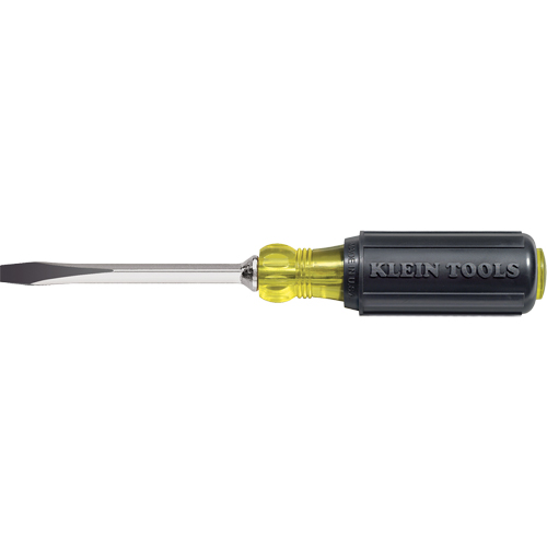 Heavy-Duty Slot Keystone Screwdriver, 1/4", 8-11/32" L, Cushion Grip Handle Equipex