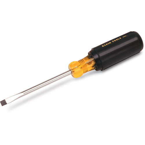 Tournevis d'&eacute;b&eacute;niste pointe plate, Tige de 1/4", Ronde, 12-11/32" lo, Prise en Coussin&eacute;e Equipex