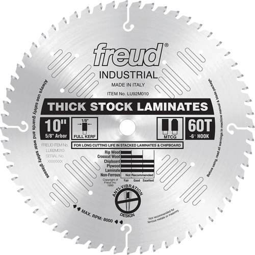 Industrial Saw Blade - Chipboard, 10", 60 Teeth, Laminate Use Equipex