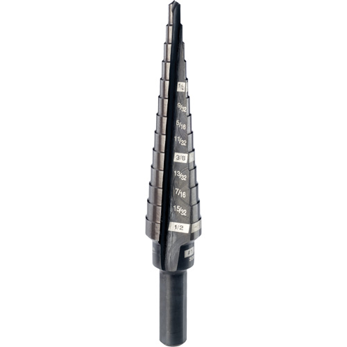 Foret &eacute;tag&eacute; no 1, 1/8" - 1/2", Incr&eacute;ments de 1/32", Acier rapide Equipex
